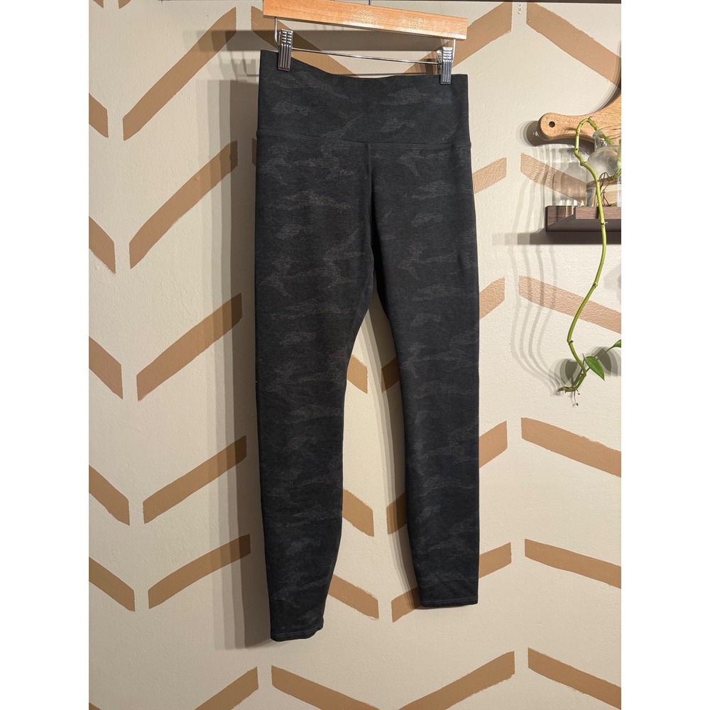 Vuori Leggings Women Small Grey Camo High Rise Activewear Tonal Charcoal